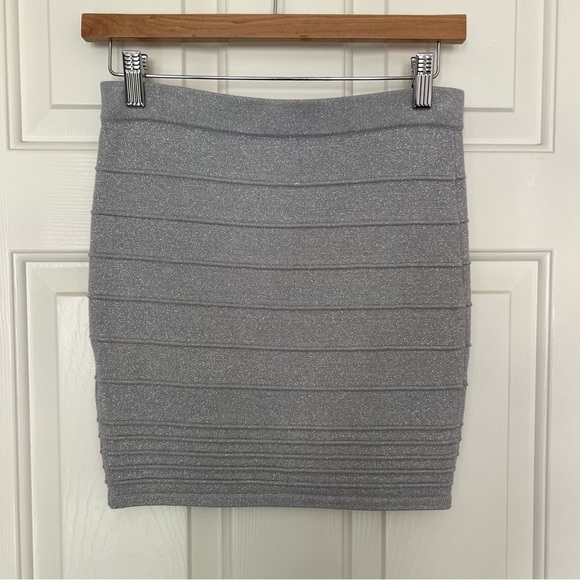 Charlotte Russe Silver Glitter Bodycon Sweater Skirt - Picture 2 of 4